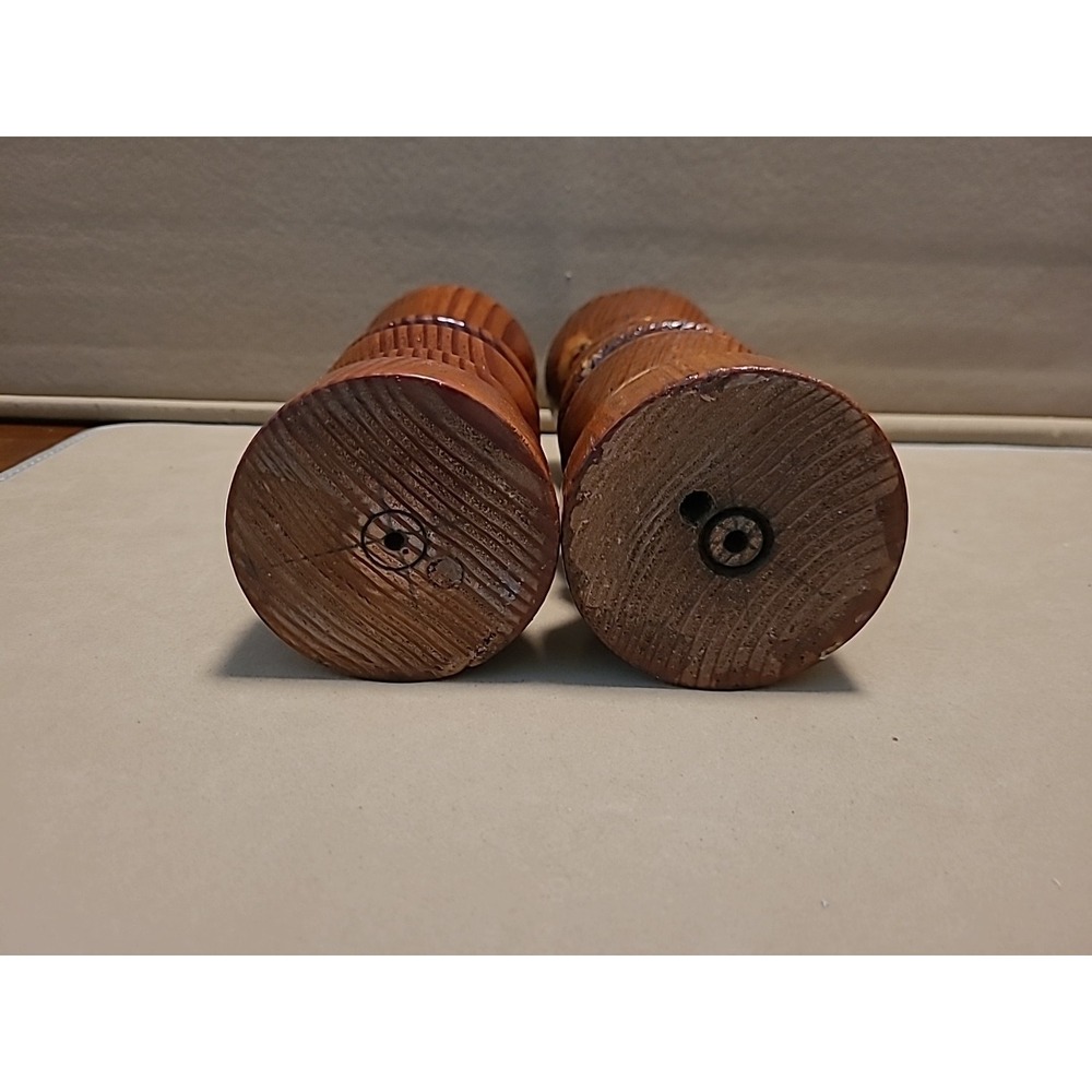 Pair of Hand Turned Wood Candle Holders 8" Tall Burl Wood - Picture 6 of 8